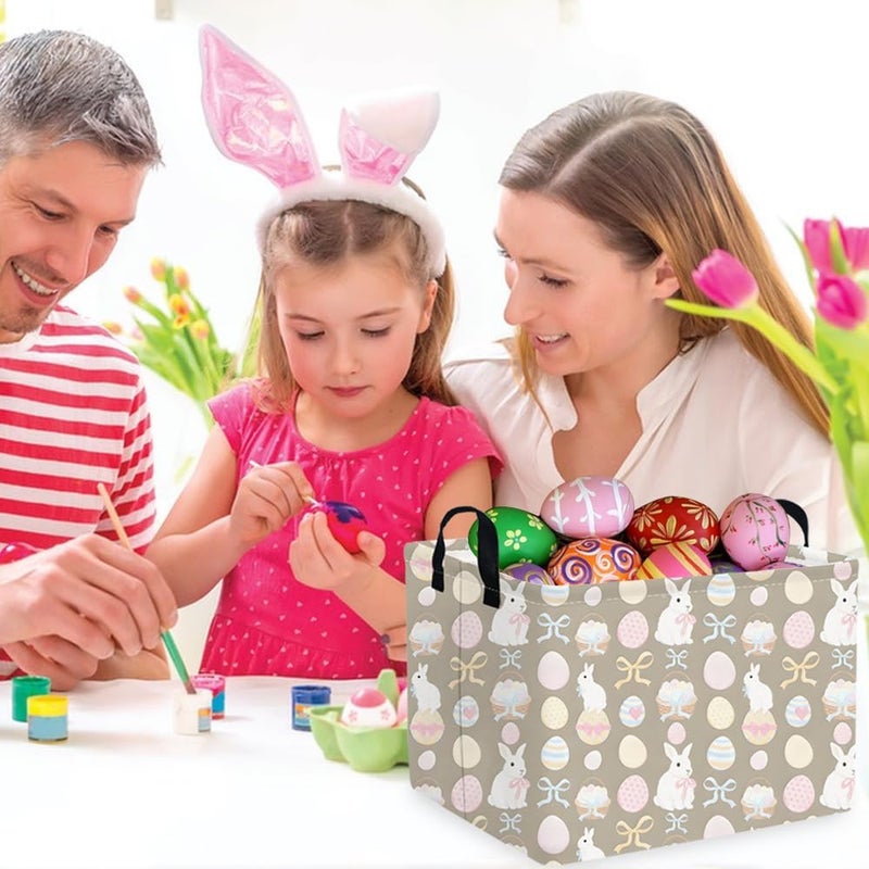FXOCSHE FXOLCSHE Rectangular Easter basket,Easter basket empty,Nursery Hamper,Collapsible waterproof baby toy storage box for Kids,Toy Organizer,Easter Home Decor,Gift Baskets(Bowknot egg) - Image 5